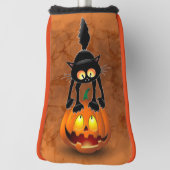 Cat Halloween Scared Cartoon op pompoen Golfheadcover