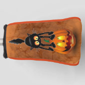 Cat Halloween Scared Cartoon op pompoen Golfheadcover (Voorkant)