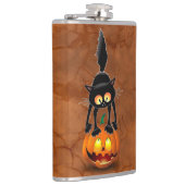 Cat Halloween Scared Cartoon op pompoen Heupfles (Rechts)