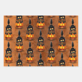 Cat Halloween Scared Cartoon op pompoen Inpakpapier Vel (Voorkant 3)