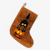 Cat Halloween Scared Cartoon op pompoen Kleine Kerstsok (Voorkant (Hangend))