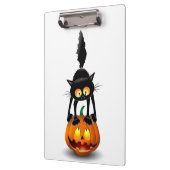 Cat Halloween Scared Cartoon op pompoen Klembord (Links)
