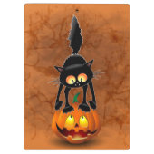 Cat Halloween Scared Cartoon op pompoen Klembord (Achterkant)
