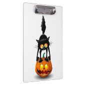Cat Halloween Scared Cartoon op pompoen Klembord (Rechts)