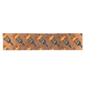 Cat Halloween Scared Cartoon op pompoen Korte Tafelloper (Horizontaal)