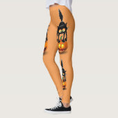 Cat Halloween Scared Cartoon op pompoen Leggings (Links)