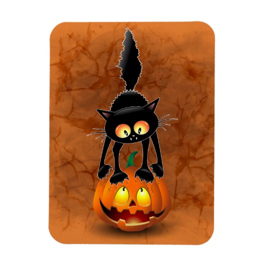 Cat Halloween Scared Cartoon op pompoen Magneet (Verticaal)