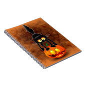 Cat Halloween Scared Cartoon op pompoen Notitieboek (Rechterzijde)