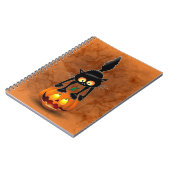 Cat Halloween Scared Cartoon op pompoen Notitieboek (Linkerzijde)