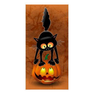 Cat Halloween Scared Cartoon op pompoen Perfect Poster