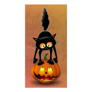 Cat Halloween Scared Cartoon op pompoen Perfect Poster