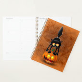 Cat Halloween Scared Cartoon op pompoen Planner (Display)