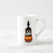 Cat Halloween Scared Cartoon op pompoen Porselein Kop (Rechts)