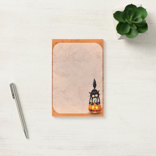 Cat Halloween Scared Cartoon op pompoen Post-it® Notes (Kantoor)