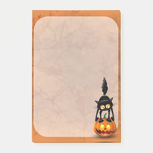 Cat Halloween Scared Cartoon op pompoen Post-it® Notes (Voorkant)