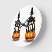 Cat Halloween Scared Cartoon op pompoen Ronde Klok (Hoek)