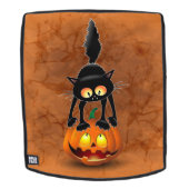 Cat Halloween Scared Cartoon op pompoen Rugtassen (Verwijderbaar gezicht)
