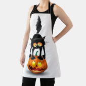 Cat Halloween Scared Cartoon op pompoen Schort (Insitu)