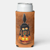 Cat Halloween Scared Cartoon op pompoen Seltzer Blikjeskoeler (Seltzer Voorkant)