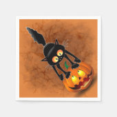 Cat Halloween Scared Cartoon op pompoen Servet (Voorkant)