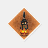Cat Halloween Scared Cartoon op pompoen Servet (Hoek)