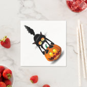 Cat Halloween Scared Cartoon op pompoen Servet (Insitu)