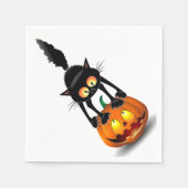 Cat Halloween Scared Cartoon op pompoen Servet (Voorkant)