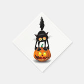 Cat Halloween Scared Cartoon op pompoen Servet (Hoek)