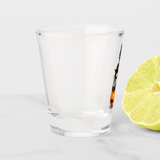 Cat Halloween Scared Cartoon op pompoen Shot Glas (Links)