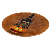 Cat Halloween Scared Cartoon op pompoen Snijplank (Hoek)
