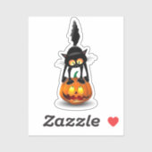 Cat Halloween Scared Cartoon op pompoen Sticker (Vel)