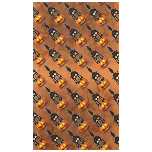 Cat Halloween Scared Cartoon op pompoen Tafelkleed (Voorkant)