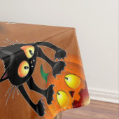 Cat Halloween Scared Cartoon op pompoen Tafelkleed (Voorbeeld)