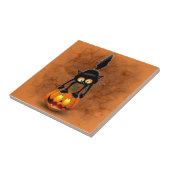 Cat Halloween Scared Cartoon op pompoen Tegeltje (Zijkant)