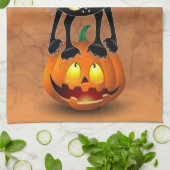 Cat Halloween Scared Cartoon op pompoen Theedoek (Gevouwen)