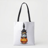 Cat Halloween Scared Cartoon op pompoen Tote Bag (Voorkant)