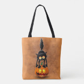 Cat Halloween Scared Cartoon op pompoen Tote Bag (Achterkant)