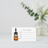 Cat Halloween Scared Cartoon op pompoen Visitekaartje (Staand voorkant)