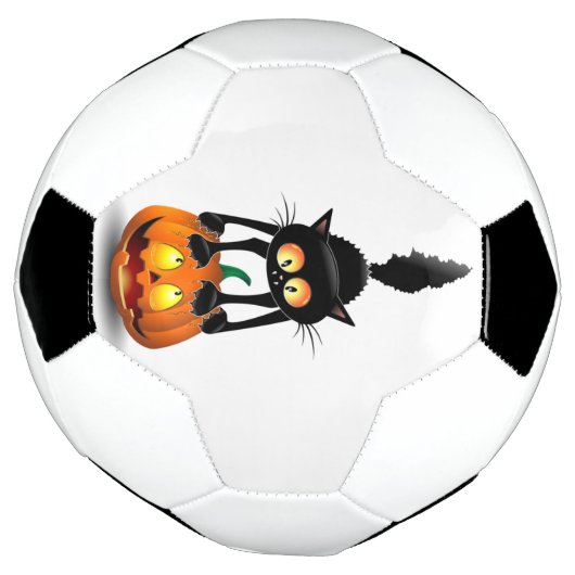 Cat Halloween Scared Cartoon op pompoen Voetbal (Gedraaid)