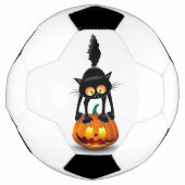 Cat Halloween Scared Cartoon op pompoen Voetbal (Voorkant)