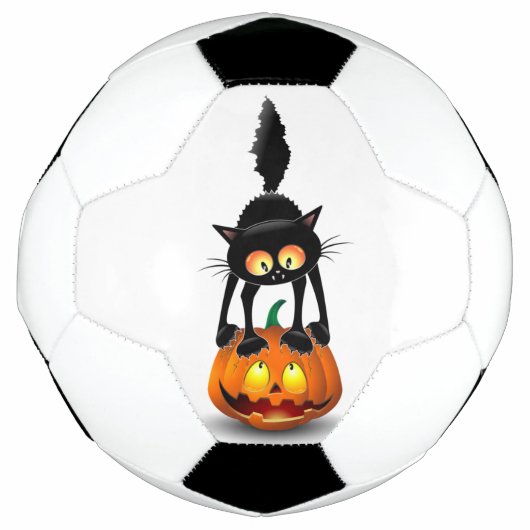 Cat Halloween Scared Cartoon op pompoen Voetbal (Voorkant)