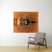 Cat Halloween Scared Cartoon op pompoen Wandkleed (In Situ (horizontaal))