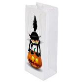 Cat Halloween Scared Cartoon op pompoen Wijn Cadeautas (Voorkant Gekanteld)