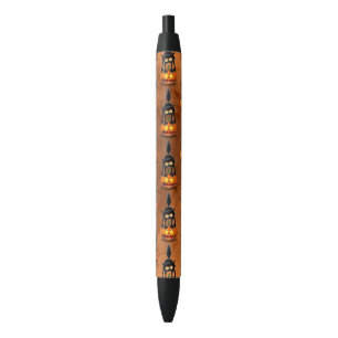 Cat Halloween Scared Cartoon op pompoen Zwarte Inkt Pen