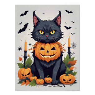 Cat Halloween Schattigee Schattige Funny Animal Ca Perfect Poster