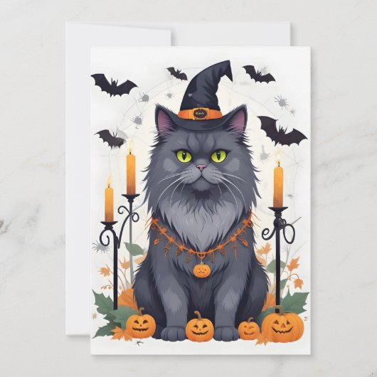 Cat Halloween Schattigee Schattige Funny Animal Ca Save The Date (Voorkant)