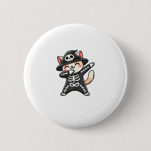 Cat Halloween Skelet Schattige Cat Kinderen Ronde Button 5,7 Cm