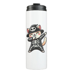 Cat Halloween Skelet Schattige Cat Kinderen Thermosbeker