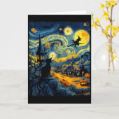 Cat Halloween Van Gogh Starry Night Pumpkin Men Wo Kaart (Gele Bloem)