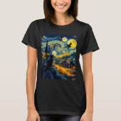 Cat Halloween Van Gogh Starry Night Pumpkin Men Wo T-shirt (Voorkant)